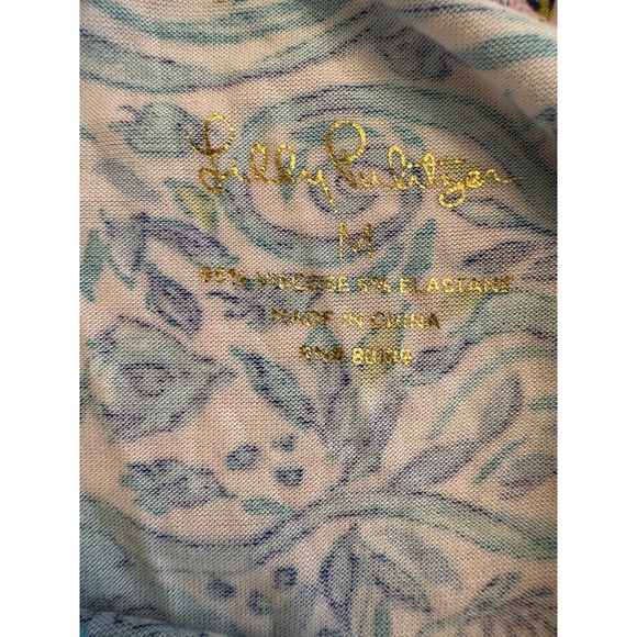 Lilly Pulitzer Womens Med Blue Green Sea Life Print Ruffle Hem Tank Top Coastal - Picture 4 of 9